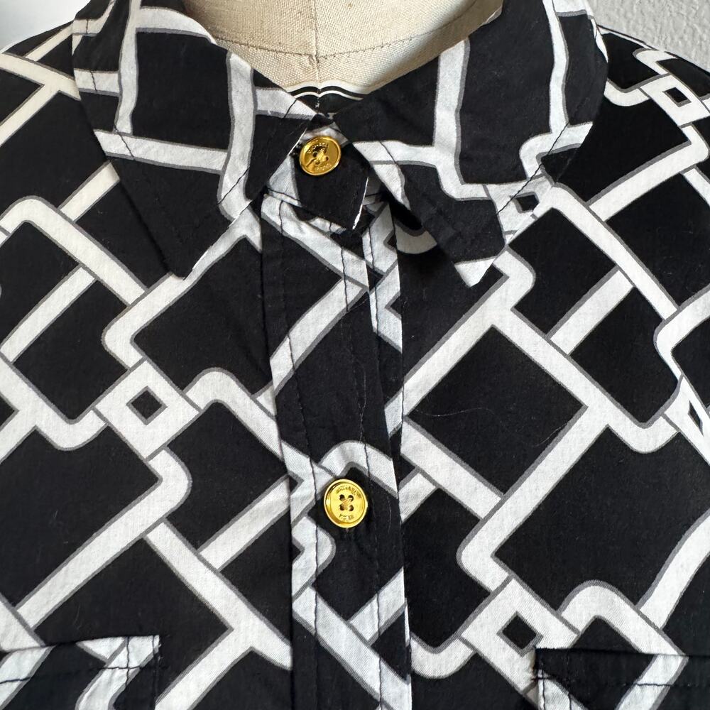 Michael Kors | Black and White Chain Print Blouse size XL - Picture 8 of 12